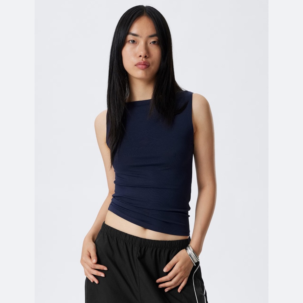 WEEKDAY Sweden Soft Touch Tank Top Black Sz sm NWT